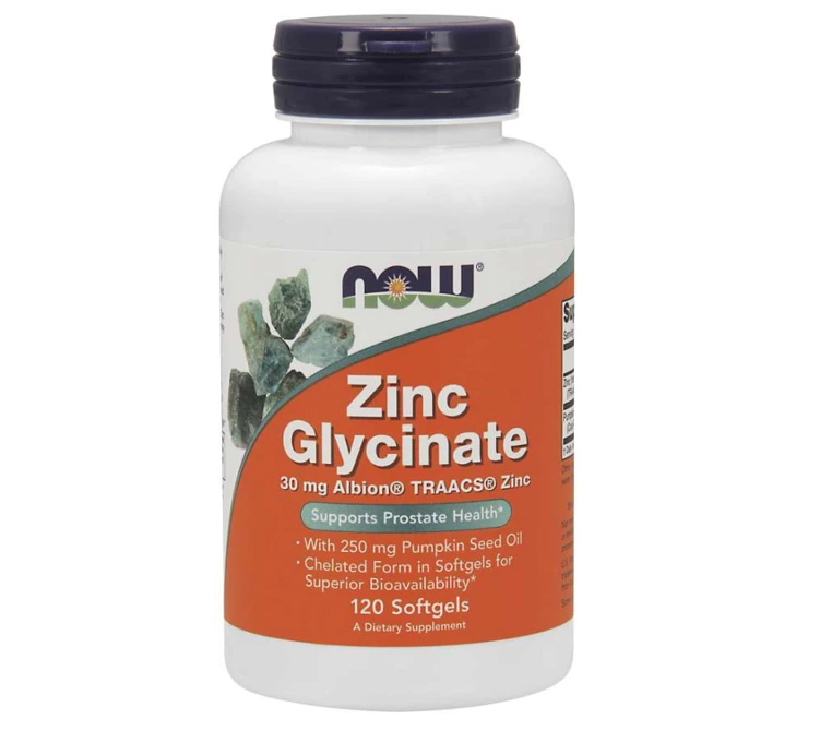 NOW Zinc Glycinate 30mg 120 Gel Cap
