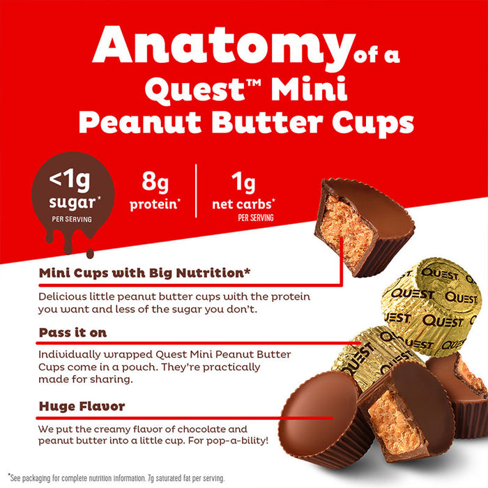 Quest Mini Peanut Butter Cups Individual Bag (1 bag - 16cups)